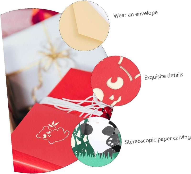 Didiseaon 3d Graduation Paper Panda Sculpture Greeting Card Pop-up Handmade Card for Travel Festival and Birthday Celebrations - Image 3