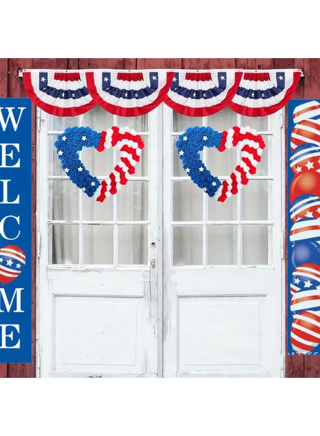 Handcrafted Patriotic Boxwood Wreath Love 4th Of July Memorial Day Decor Front Door Wall No Power Needed - Image 1