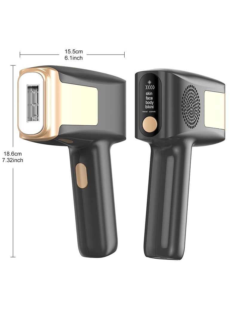 بينغ جنرال إزالة الشعر بالليزر، جهاز إزالة الشعر مع وظيفة التبريد بالثلج للعناية غير المؤلمة للنساء والرجال، جهاز إزالة الشعر IPL 999,999 ومضة للوجه والإبطين والساقين والذراعين وخط البكيني (أسود) - Image 3