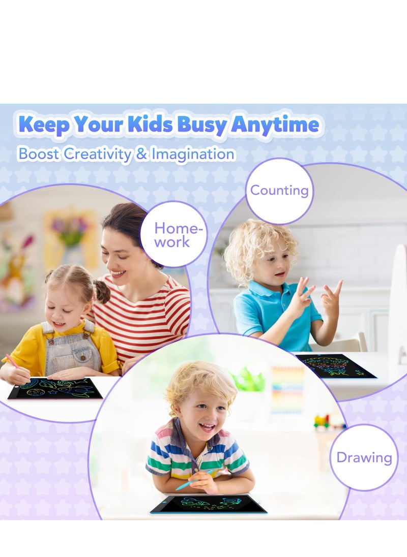 LAMIJOY 2 Pcs 14 Inch LCD Writing Tablet Set for Kids - Preschool Drawing Tablet Toys & Toddler Travel Essential Toys, Electronic Drawing Pad and Doodle Board as Educational Birthday Gifts for Girls and Boys  - Image 2