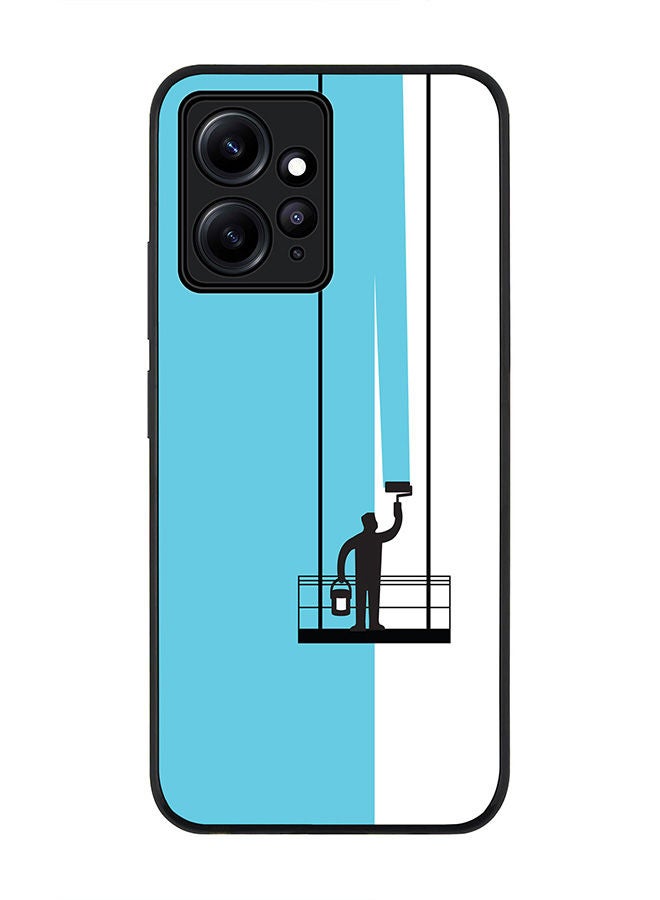 Stylizedd Rugged Black edge case for Redmi Note 12 4G Slim fit Soft Case Flexible Rubber Edges Anti Drop TPU Gel Thin Cover - Paint Hanger (Blue) - Image 1