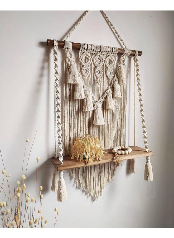 Antikiano - Wooden Wall Shelf, Macrame Shelf, Living Room Decor, Stand Bookshelf. - Image 1