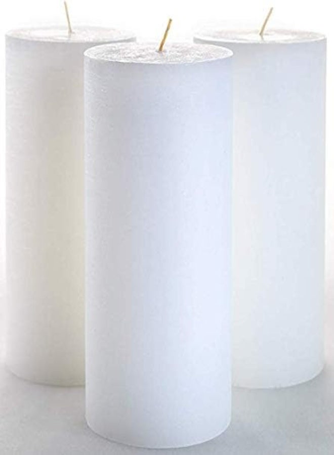 AKDC Melt Candle Company 3" X 6" White Pillar Candles Set Of 3 Unscented For Wedding Church Restaurants Spa Smokeless Cotton Wick - Image 1