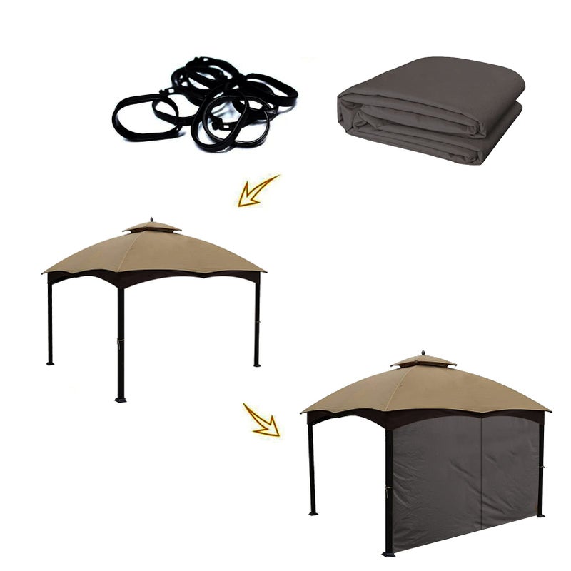 Hugline Gazebo Universal Replacement Privacy Curtain â€“ Hugline 10' x 10' Gazebo Side Wall Outdoor Privacy Panel with Zipper (Brown) - Image 5