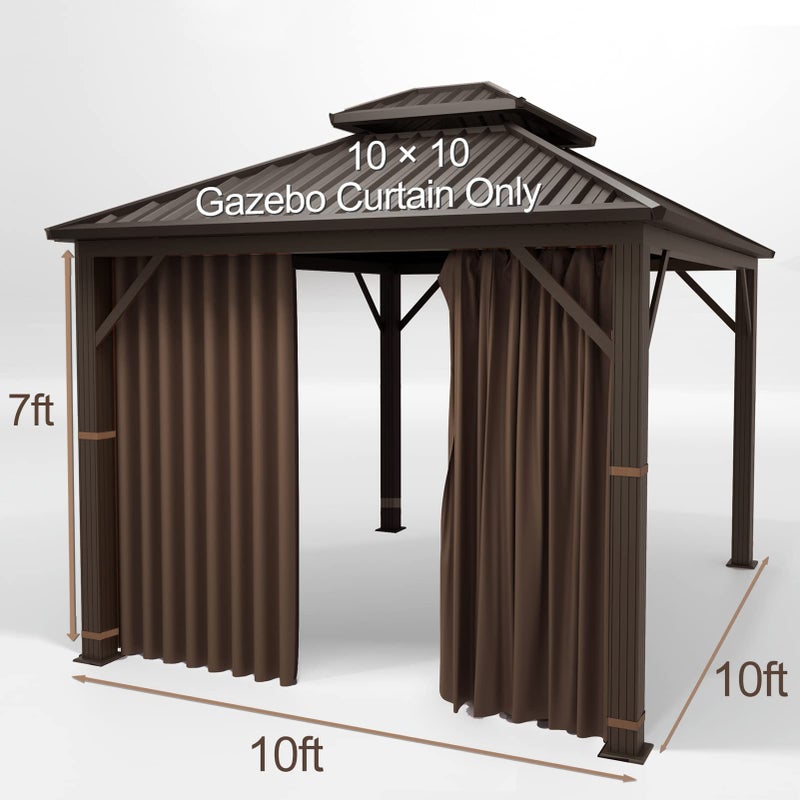 Hugline Gazebo Universal Replacement Privacy Curtain â€“ Hugline 10' x 10' Gazebo Side Wall Outdoor Privacy Panel with Zipper (Brown) - Image 2