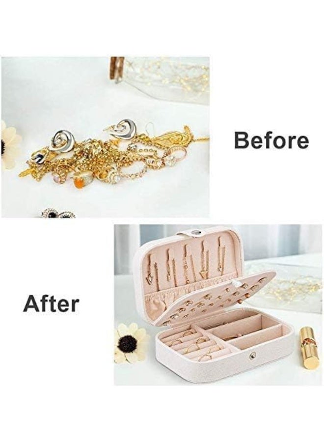 Travel Jewelry Box Organizer PU Leather for Women and Girls with Compartment Storage Design and Secure Clasp – Elegant Travel Jewelry Case for Rings, Earrings, Necklaces, Bracelets and Accessories with Compact Stylish Structure - Image 4
