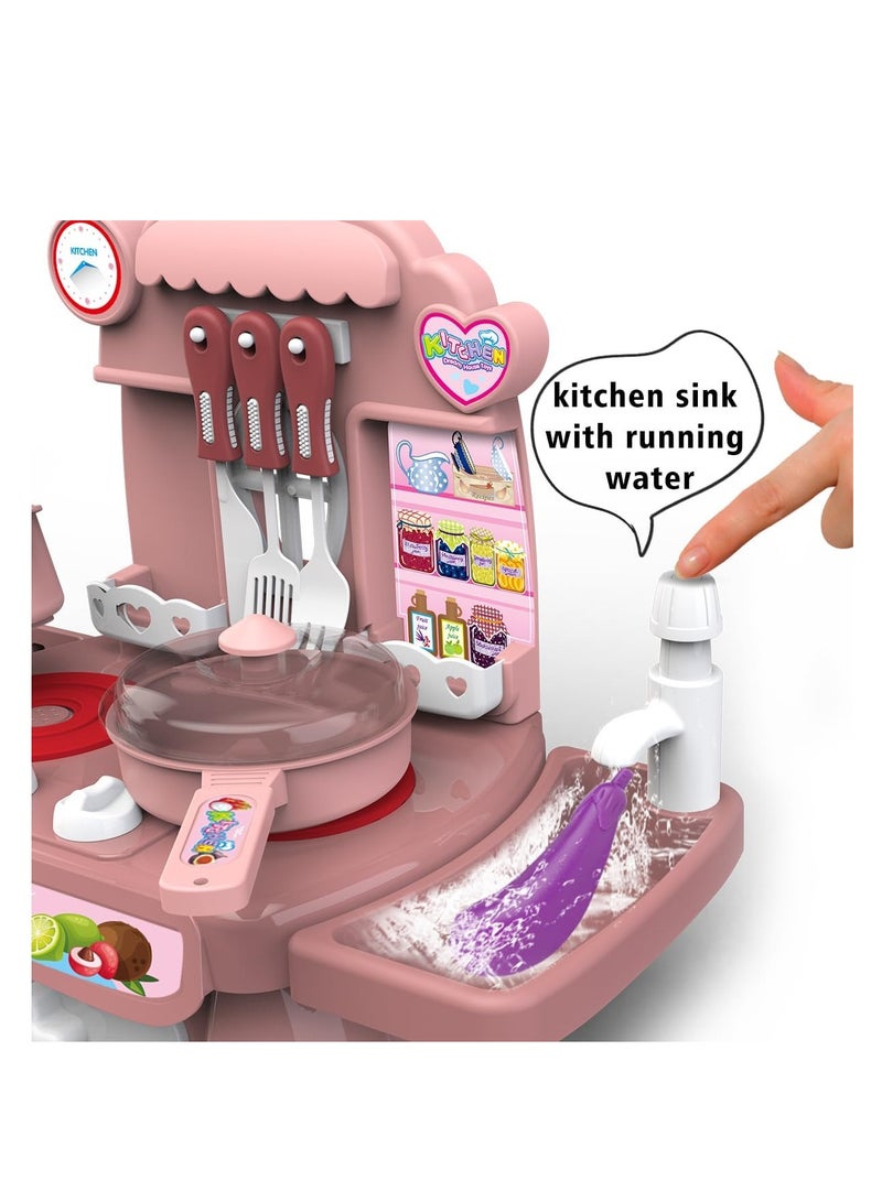 TOYS-EGYPT Kitchen Toys, Safe and Cute Cutlery Set for Kids and Girls, Fun Kitchen Sink Toy with Running Water and Electronic Stove - Image 3