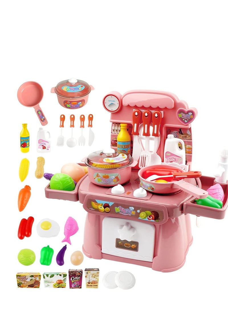 TOYS-EGYPT Kitchen Toys, Safe and Cute Cutlery Set for Kids and Girls, Fun Kitchen Sink Toy with Running Water and Electronic Stove - Image 1