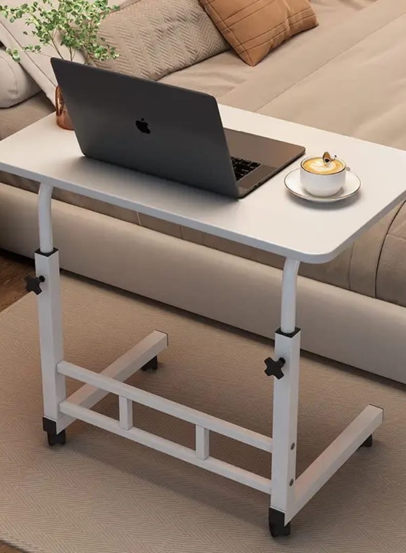 SHEE ONE Adjustable Rolling Laptop Table (65–87 cm) | Study Desk, Overbed Meal Table, and Sofa-Side Workstation | Modern Design with Locking Wheels | Sizes: 60×85 cm & 40×60 cm - Image 5