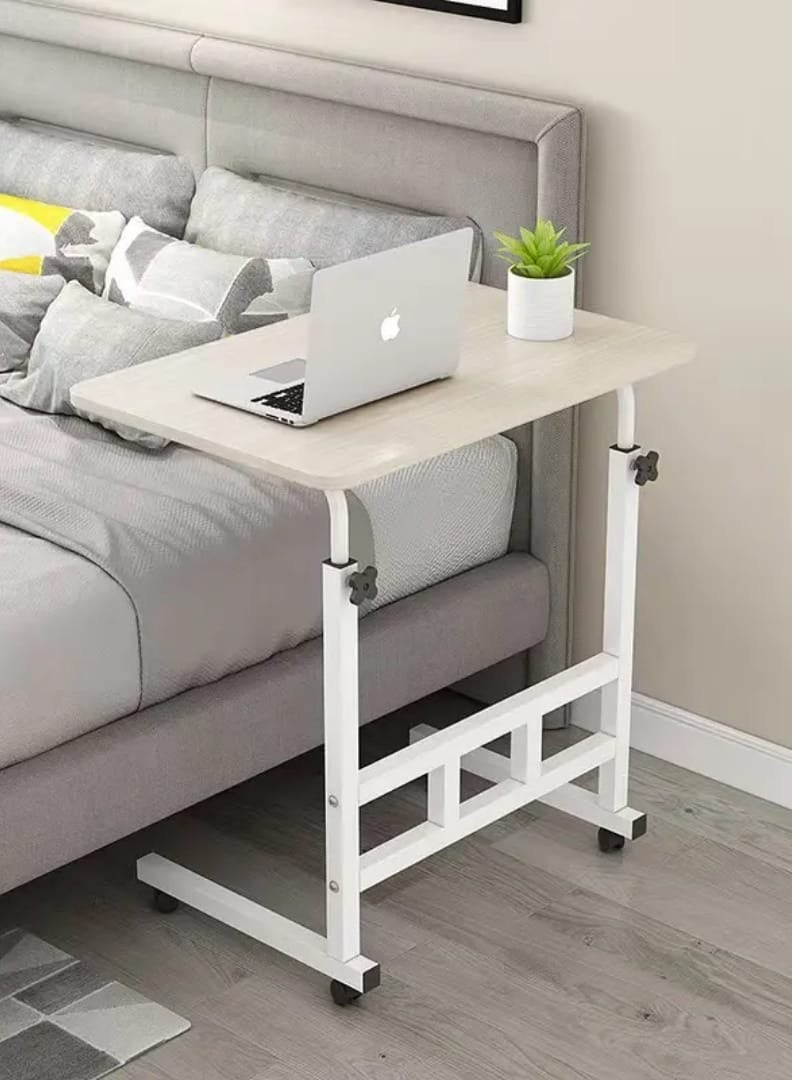 SHEE ONE Adjustable Rolling Laptop Table (65–87 cm) | Study Desk, Overbed Meal Table, and Sofa-Side Workstation | Modern Design with Locking Wheels | Sizes: 60×85 cm & 40×60 cm - Image 4