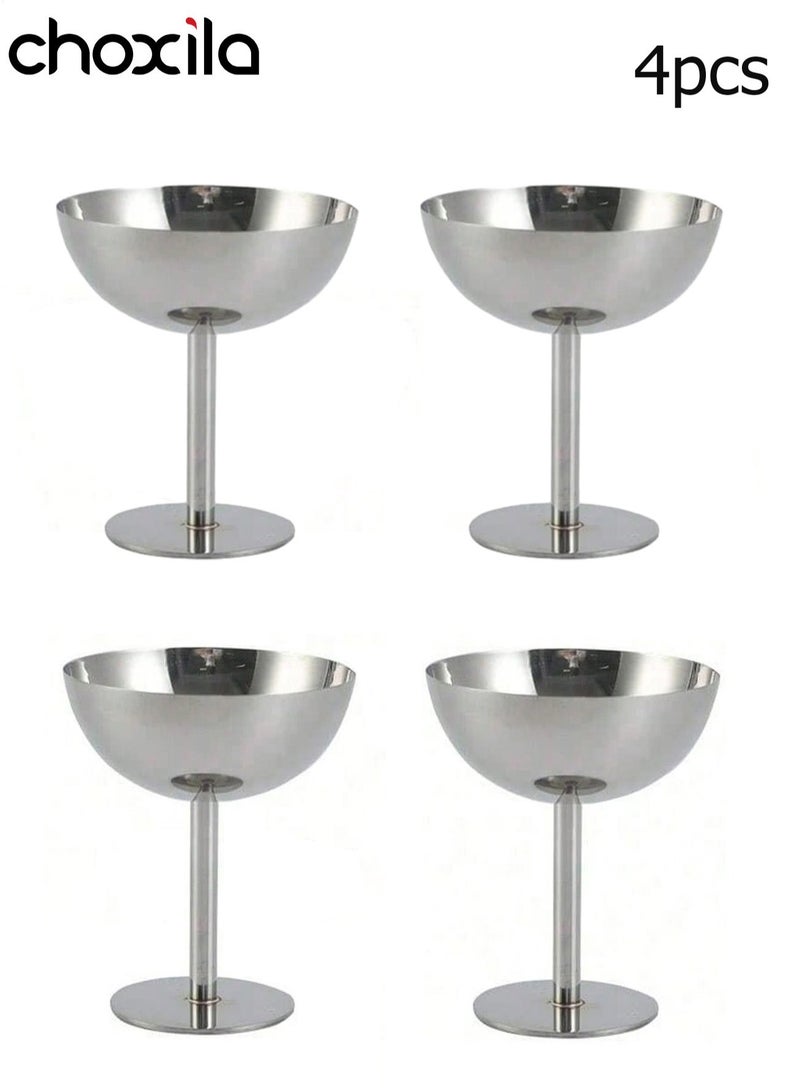 choxila Stainless Steel Dessert Cups Set of 4 Ice Cream Bowls Pudding Custard Bowls for Everyday Use and Outdoor Dining - Image 4