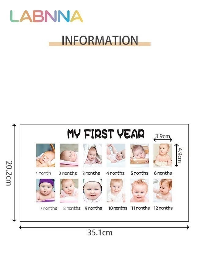 LABNNA My First Year Baby Picture Frame - 12 Month Milestone Collage Keepsake for Newborn to One Year, Gender Neutral Nursery Wall Decor New Mom Gift Baby Shower and Album Gifts - Image 3