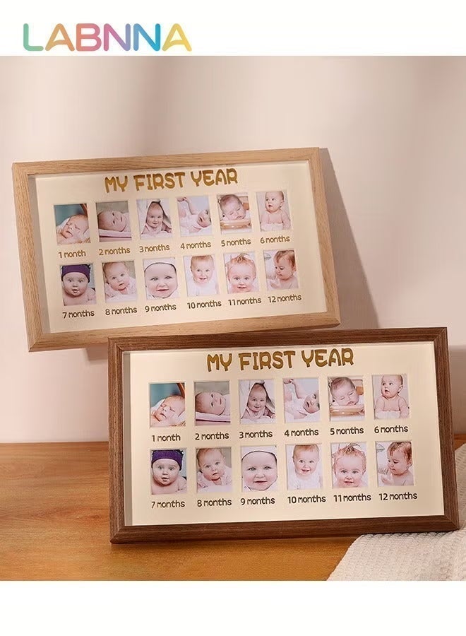 LABNNA My First Year Baby Picture Frame - 12 Month Milestone Collage Keepsake for Newborn to One Year, Gender Neutral Nursery Wall Decor New Mom Gift Baby Shower and Album Gifts - Image 5
