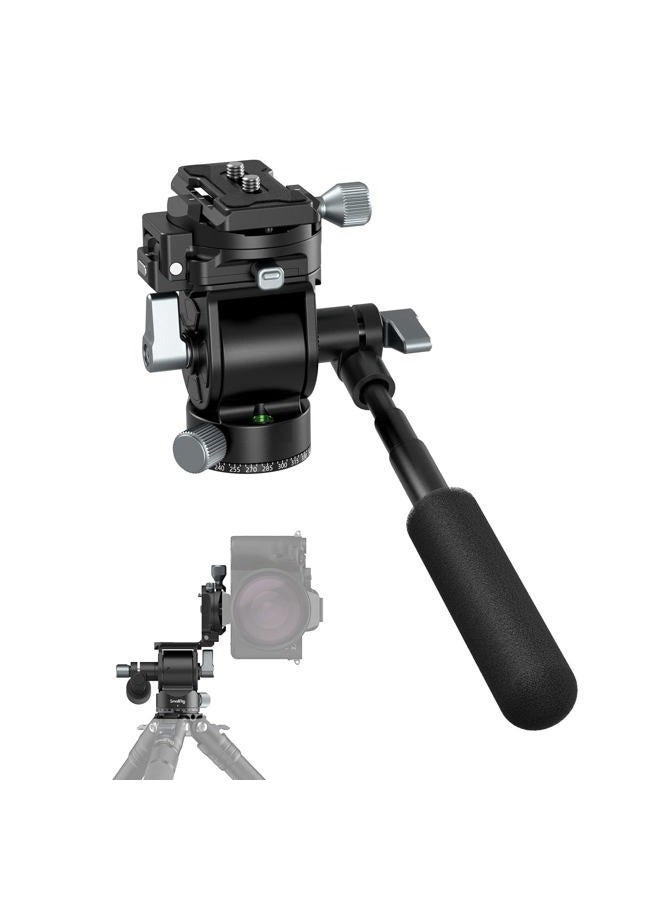 SmallRig Video Head for Vertical/Horizontal Shooting, Tripod Pan Tilt Fluid Head with Telescopic Handle and Switchable QR Plate for Arca, Max Load 5kg / 11Ibs for Camcorder, Mirrorless, DSLR - 4104 - Image 1