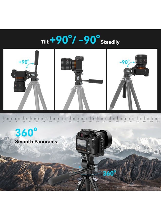 SmallRig Video Head for Vertical/Horizontal Shooting, Tripod Pan Tilt Fluid Head with Telescopic Handle and Switchable QR Plate for Arca, Max Load 5kg / 11Ibs for Camcorder, Mirrorless, DSLR - 4104 - Image 3