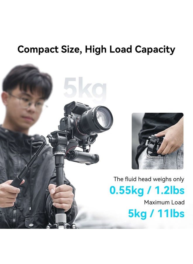 SmallRig Video Head for Vertical/Horizontal Shooting, Tripod Pan Tilt Fluid Head with Telescopic Handle and Switchable QR Plate for Arca, Max Load 5kg / 11Ibs for Camcorder, Mirrorless, DSLR - 4104 - Image 5