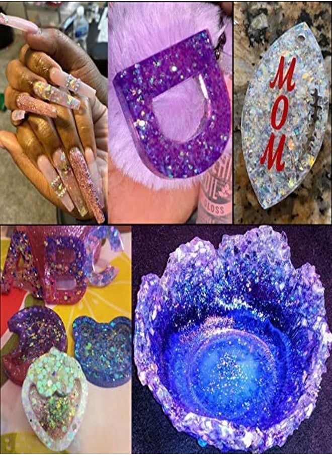 LoveOurHome 24 Box Iridescent Aurora Glitters Powder Pigment Nail Decorations Hexagon Chunky Flakes Sequins Accessories For Resin Epoxy Crafts Festival Makeup Body Acrylic Nails Design  - Image 3
