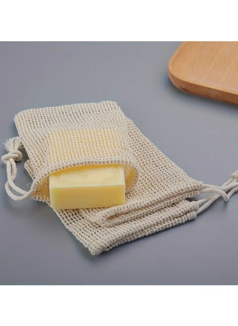3pcs High-Quality Natural Mesh Soap Saver Pouches - Soft, Reusable & Breathable Facial Cleansing Foaming Nets for Sensitive Skin, Perfect for Travel & Home Use - Hypoallergenic Beauty Care Accessory