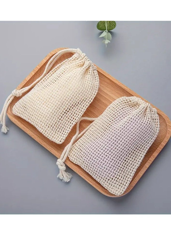 LANGMANNI - 3pcs High-Quality Natural Mesh Soap Saver Pouches - Soft, Reusable & Breathable Facial Cleansing Foaming Nets for Sensitive Skin, Perfect for Travel & Home Use - Hypoallergenic Beauty Care Accessory - Image 1