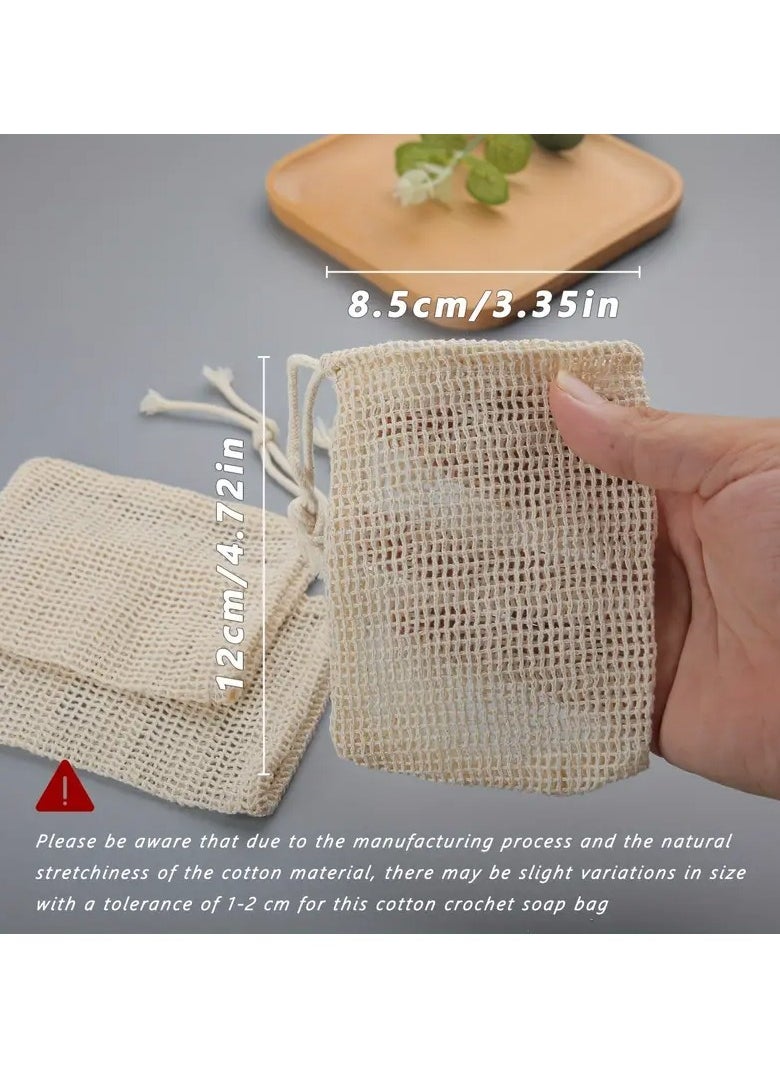 LANGMANNI - 3pcs High-Quality Natural Mesh Soap Saver Pouches - Soft, Reusable & Breathable Facial Cleansing Foaming Nets for Sensitive Skin, Perfect for Travel & Home Use - Hypoallergenic Beauty Care Accessory - Image 1