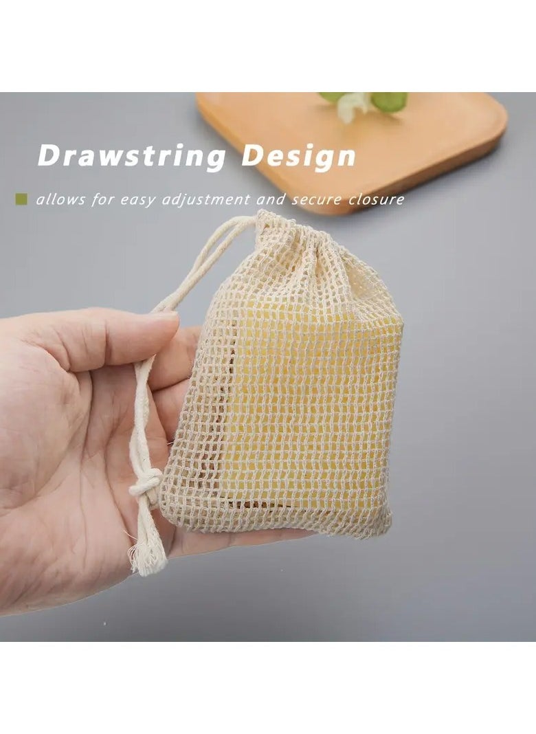 LANGMANNI - 3pcs High-Quality Natural Mesh Soap Saver Pouches - Soft, Reusable & Breathable Facial Cleansing Foaming Nets for Sensitive Skin, Perfect for Travel & Home Use - Hypoallergenic Beauty Care Accessory - Image 1