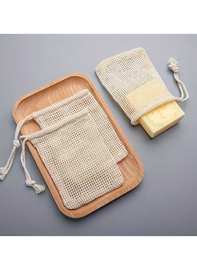 LANGMANNI - 3pcs High-Quality Natural Mesh Soap Saver Pouches - Soft, Reusable & Breathable Facial Cleansing Foaming Nets for Sensitive Skin, Perfect for Travel & Home Use - Hypoallergenic Beauty Care Accessory - Image 1