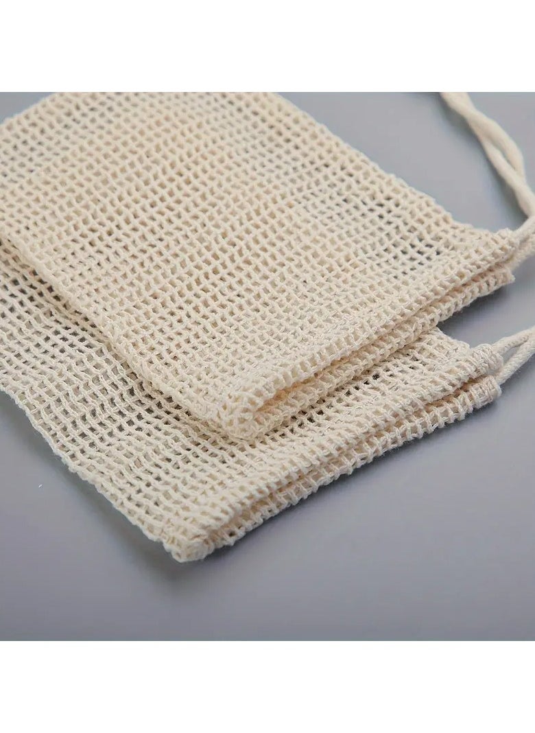 LANGMANNI - 3pcs High-Quality Natural Mesh Soap Saver Pouches - Soft, Reusable & Breathable Facial Cleansing Foaming Nets for Sensitive Skin, Perfect for Travel & Home Use - Hypoallergenic Beauty Care Accessory - Image 1