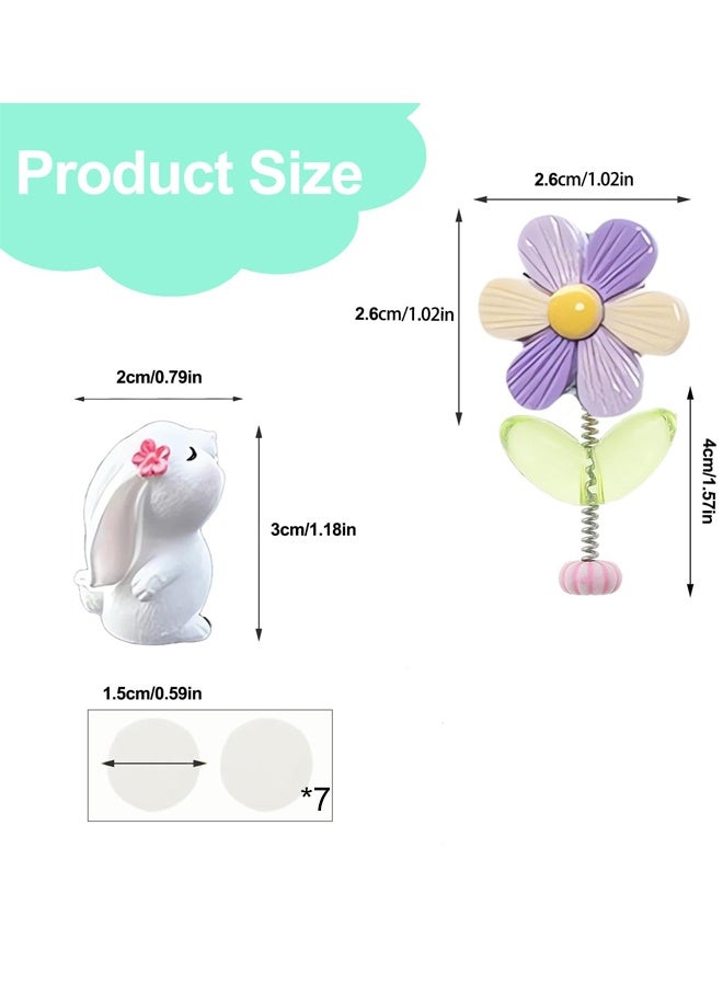 7 Pcs Cute Car Interior Decor Accessories Funny Bunny Shaking Spring Sunflower Dashboard Ornaments Rearview Mirror Decor for Cars  Trucks SUVs Daily Commute Road Trips Holiday Decor Christmas, Eid, Birthdays Festive Gifts - Image 5