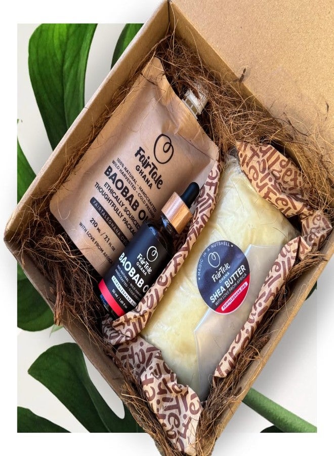 FairTale GHANA Raw African Shea Butter 16oz + Baobab Oil 7.1 fl oz SET - Image 1