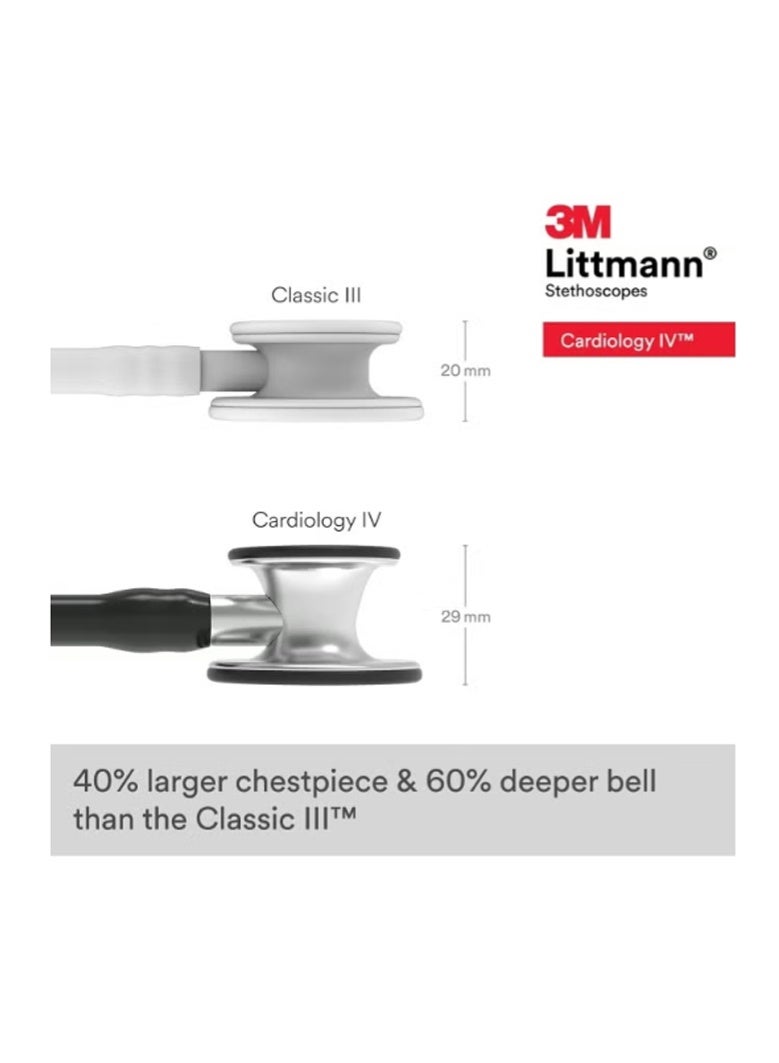 3M Littmann Stethoscope, Cardiology IV, Black Tube, Stainless Steel Chestpiece, 22 inch, 6152 - Image 3