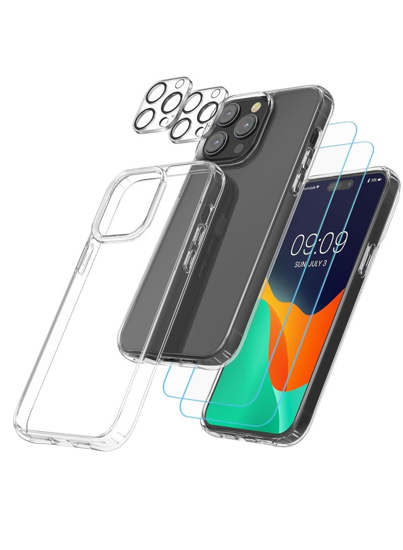 MUNTAQI Apple iPhone 14 Pro Max 5-in-1 Clear Case Set – Includes Screen & Camera Protectors - Image 1