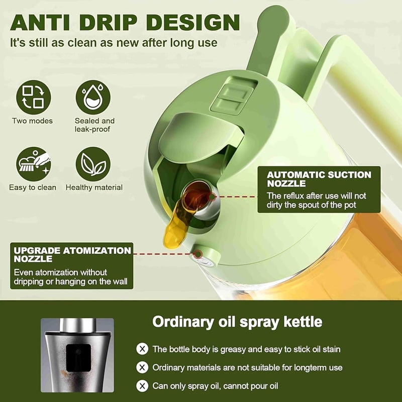 FOXIGON Oil Sprayers 2 In 1 Olive Oil Dispenser Oil Sprayer Oil Pots For Kitchen Salad Bbq Roasting Oil Vinegar Bottle DualUse Kitchen Cooking Tool Multi Color Glass 550 Ml - Image 3