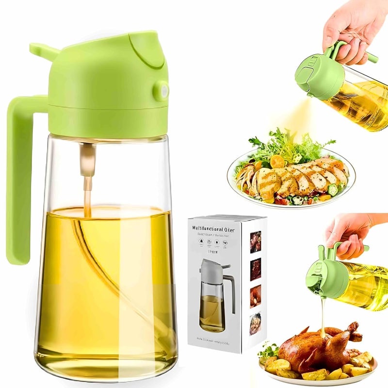 FOXIGON Oil Sprayers 2 In 1 Olive Oil Dispenser Oil Sprayer Oil Pots For Kitchen Salad Bbq Roasting Oil Vinegar Bottle DualUse Kitchen Cooking Tool Multi Color Glass 550 Ml - Image 1