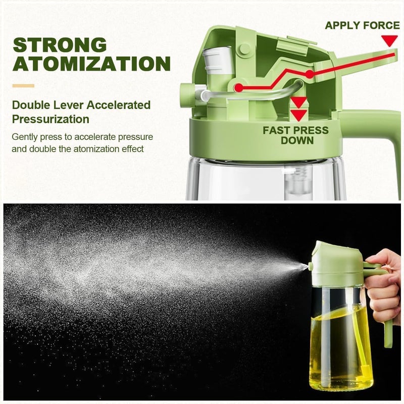 FOXIGON Oil Sprayers 2 In 1 Olive Oil Dispenser Oil Sprayer Oil Pots For Kitchen Salad Bbq Roasting Oil Vinegar Bottle DualUse Kitchen Cooking Tool Multi Color Glass 550 Ml - Image 4