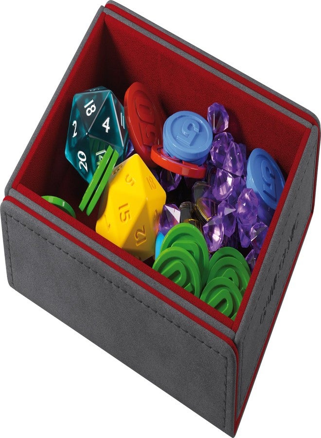 Asmodee Gamegenic Token Keep - Premium Token Box for Safe Storage, Fits Dungeon 1100+ and Dungeon S 550+, Holds Tokens, Dice, and Cards, Fully Usable During Gameplay, Gray/Red Color, Made - Image 4