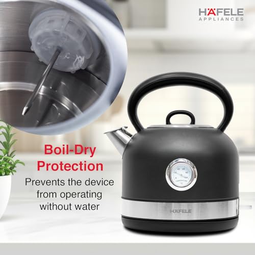 Hafele Dome Plus 2200W, 240V Electric Stainless Steel Kettle with Spout Cover with Analogue Temperature Display, Detachable Micro-Mesh Filter for Lime Scale Filtering, Easy Cleaning (1.7 L, Grey) - Image 3