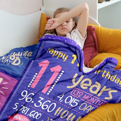 Yufrtck Gifts for 11 Year Old Girls - 11 Year Old Girl Birthday Gifts Throw Blanket 60 x 50 inch - 11 Yr Old Girl Gift Ideas - 11th Birthday Decorations for Girls - Bday Gift for 11 Yr Old Teen - Image 4