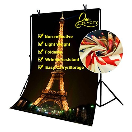 LYLYCTY Black Backdrop Background for Photography Lights up The Eiffel Tower Backdrops for Photoshoot 5×7ft Use for Photography Backdrops Wedding Party Happy Birthday Backdrop 5×7ft Small Size - Image 3