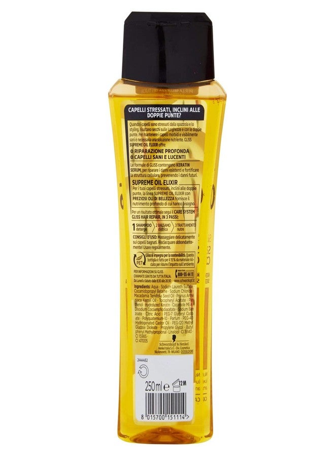 Gliss Testanera: Supreme Oil Elixir Shampoo,"Gliss" Line - 8.45 Fluid Ounces (250mL) Bottle [ Italian Import ] - Image 3