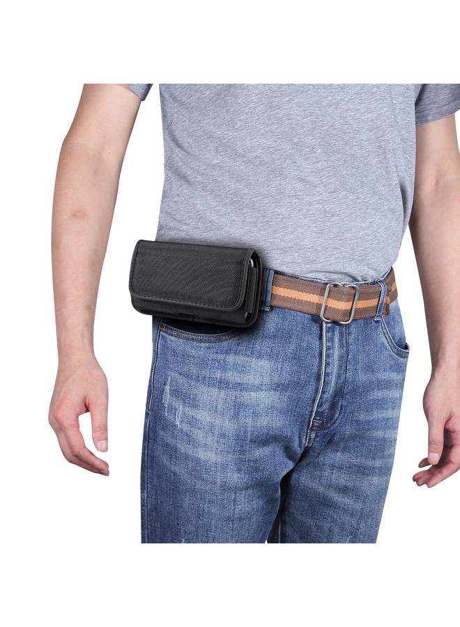 S-TOP Durable Oxford Cloth Horizontal Plate Hanging Waist Phone Waist Pack Leather Case with Card Slot, Suitable for 5.2 inch Smartphones - Image 1