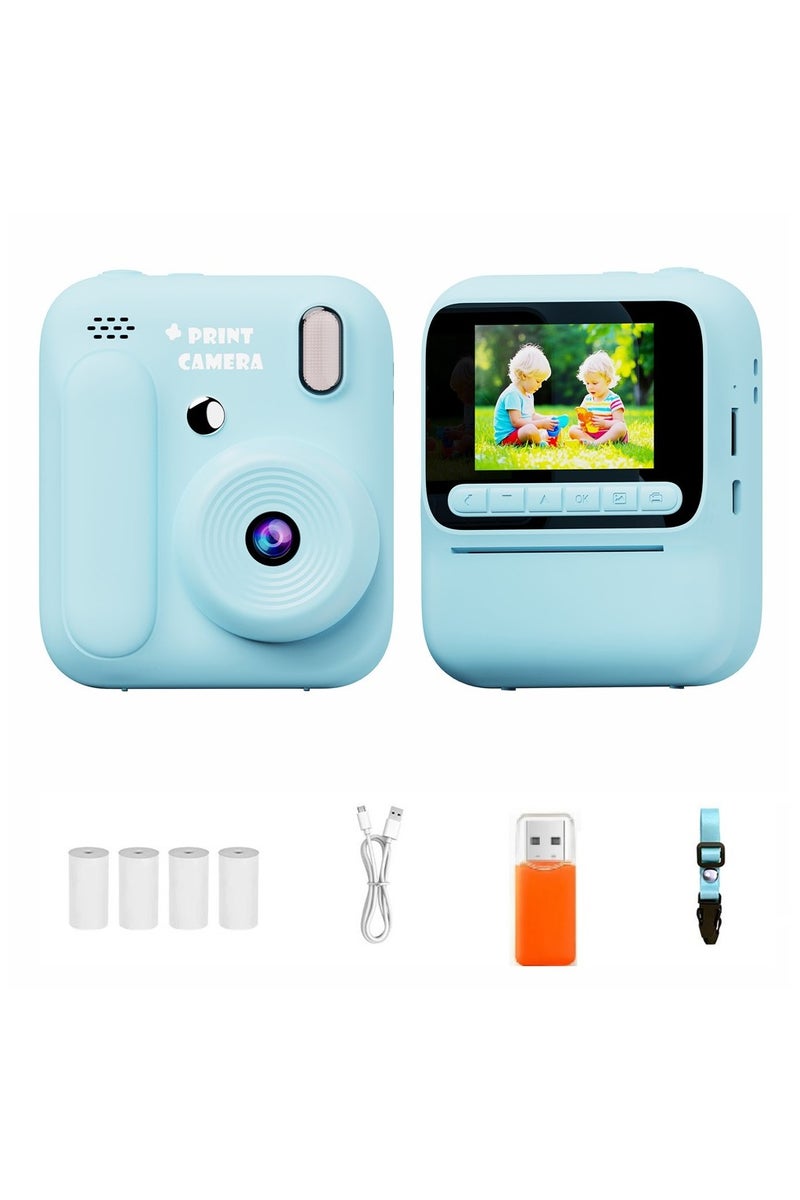 بلو فاير كاميرا طباعة فورية للأطفال بدقة 4800W، شاشة 2.4 بوصة IPS، فيديو 1080p، طباعة حرارية، ألعاب، MP3، بطارية 3 ساعات، دعم ذاكرة حتى 128GB – هدية مثالية للأطفال - Image 2