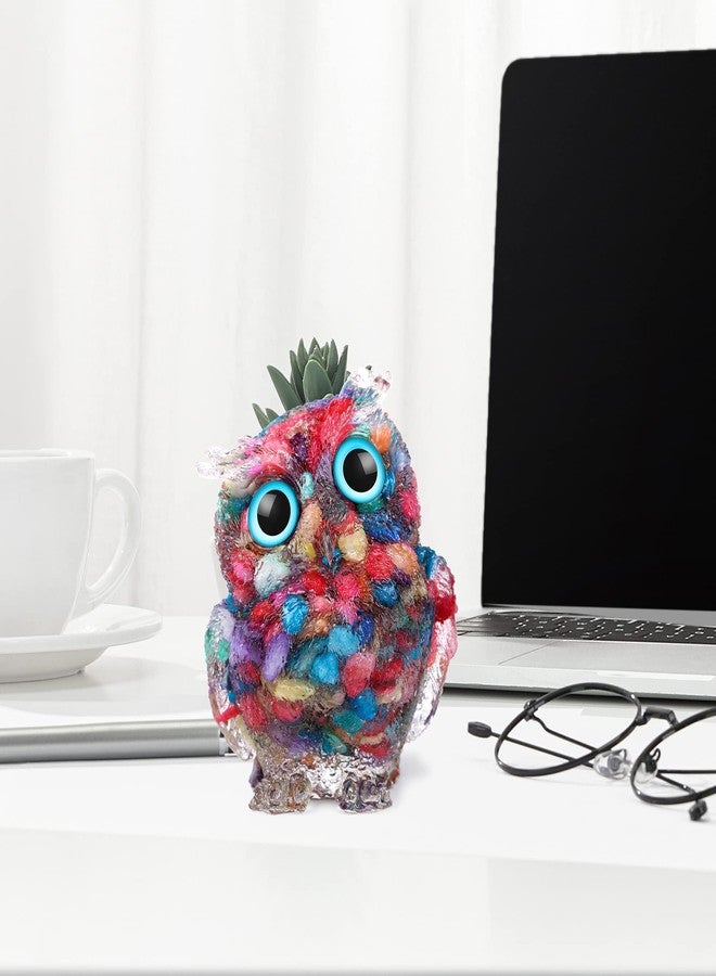 Reyife Hand-Carved Natural Crystal Owl Statue Reiki Healing Gemstone Animal Figurines Home Office Car Decoration The Best Gifts 2.4 inches - Image 2