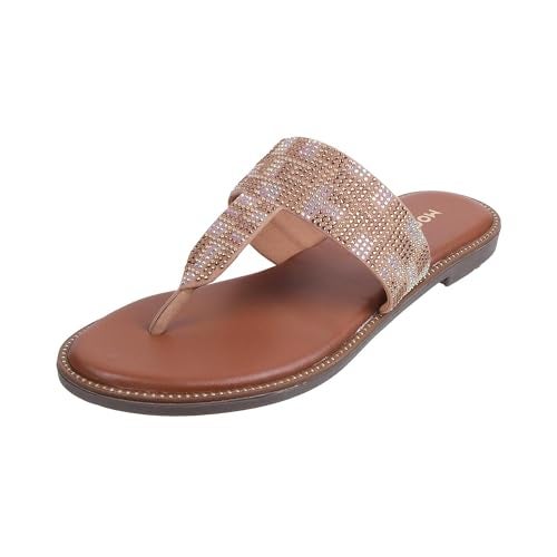 Mochi Women Beige Synthetic Leather Flat Chappal UK/3 EU/36 (35-422) - Image 1
