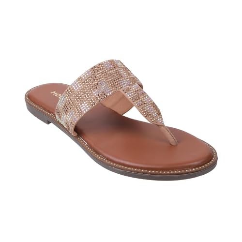 Mochi Women Beige Synthetic Leather Flat Chappal UK/3 EU/36 (35-422) - Image 2