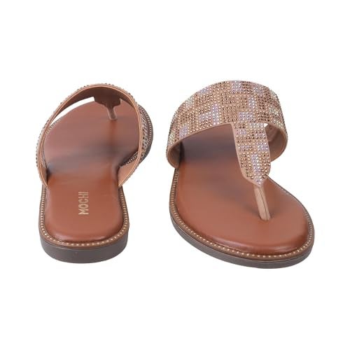 Mochi Women Beige Synthetic Leather Flat Chappal UK/3 EU/36 (35-422) - Image 5