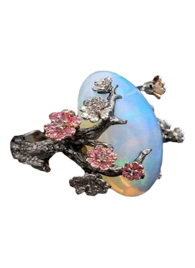 NIBEMINENT Alloy Faux Opal Studded Floral Design Ring  - Image 1