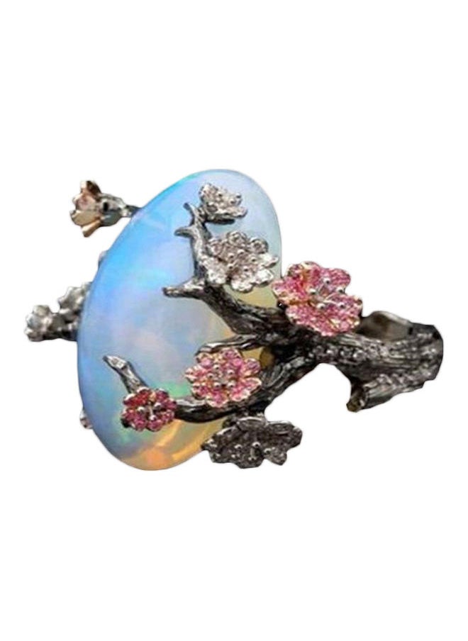 NIBEMINENT Alloy Faux Opal Studded Floral Design Ring  - Image 5