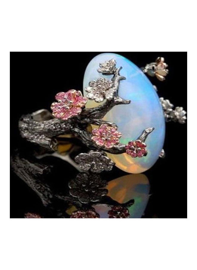 NIBEMINENT Alloy Faux Opal Studded Floral Design Ring  - Image 2