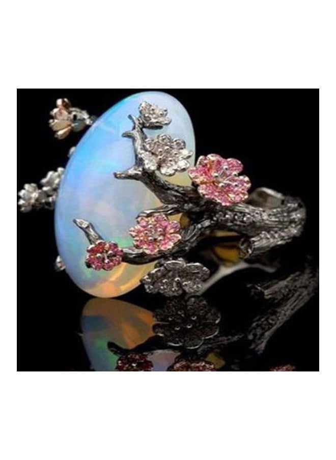 NIBEMINENT Alloy Faux Opal Studded Floral Design Ring  - Image 3