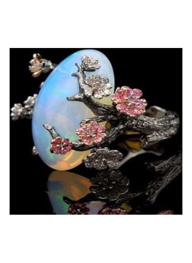 NIBEMINENT Alloy Faux Opal Studded Floral Design Ring  - Image 4